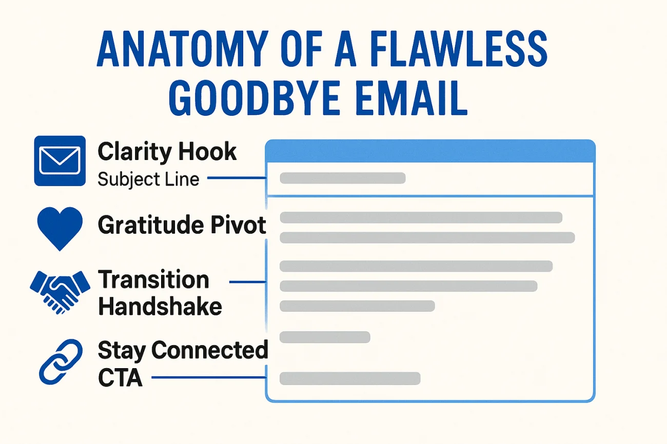 The Ultimate Guide to Goodbye & Farewell Emails (50+ Templates) 4 Anatomy Of A Goodbye Email - 4 Elements