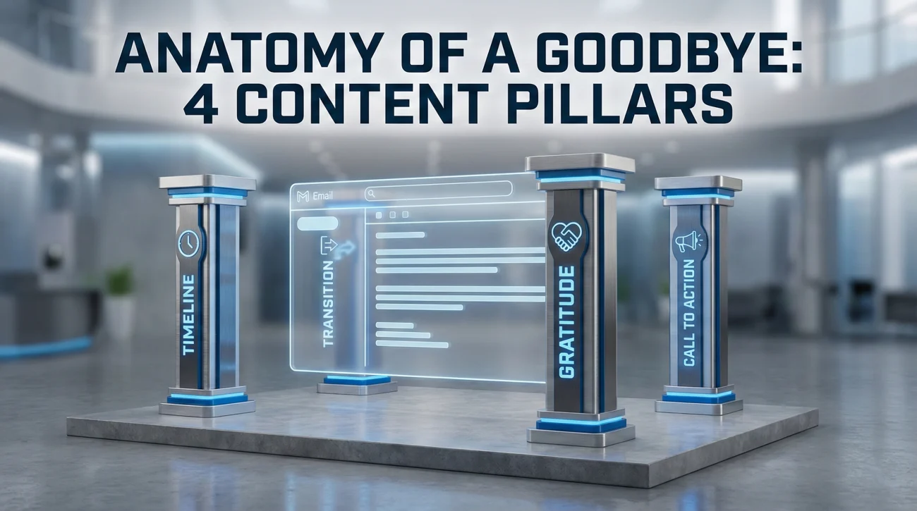 Resignation Email to Coworkers: 7 Friendly Goodbye Examples to Announce You're Leaving 3 Anatomy Of A Perfect Goodbye Email - 4 Pillars