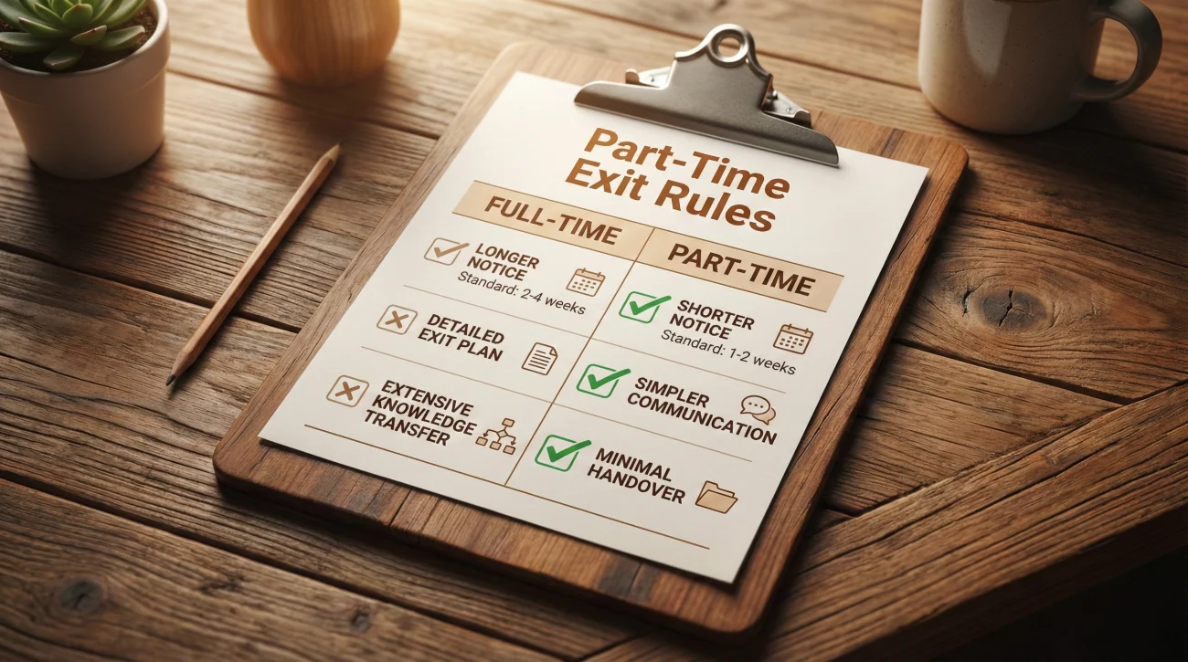 Part-Time Job Resignation Letter: Student & Second Job Templates 2 Part-Time Exit Checklist Comparison