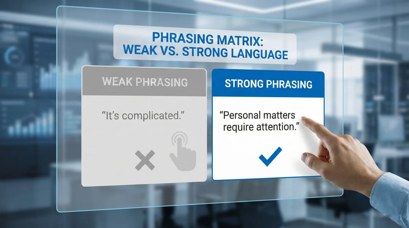 Resignation Email for Personal Reasons: 7 Private Templates to Quit Without Oversharing 3 Phrasing Matrix - Weak Vs Strong Resignation Language