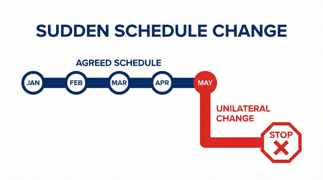 Schedule Change Timeline - Sudden Drop
