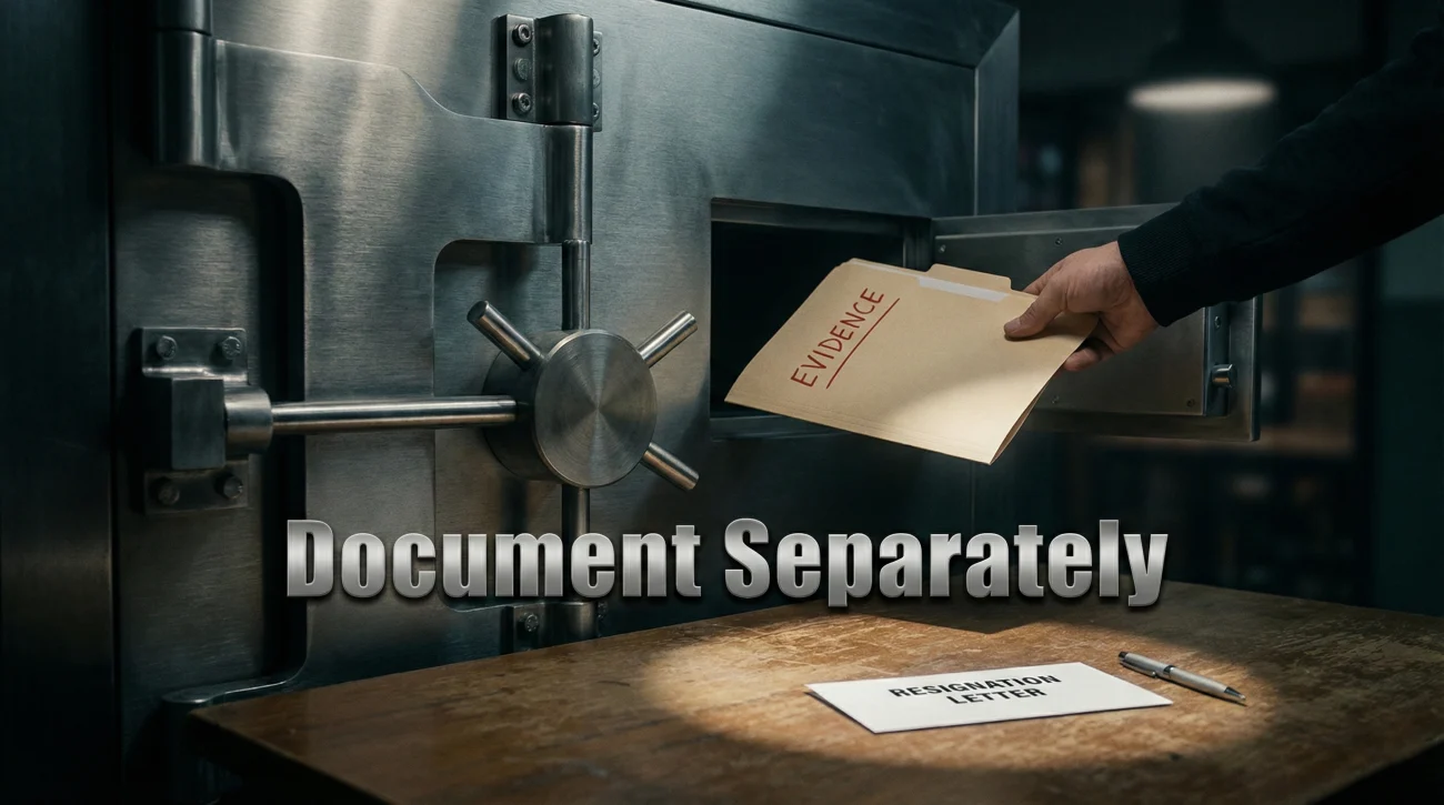 Resignation Letter for Toxic Workplace: Exit Safely Without Legal Risk 3 Secure Evidence Documentation Concept