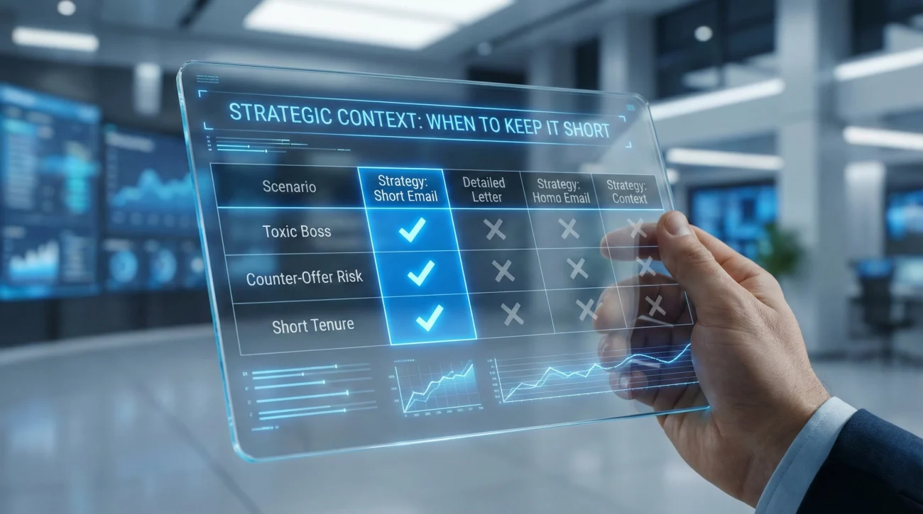 Strategic Resignation Context - When to Be Brief