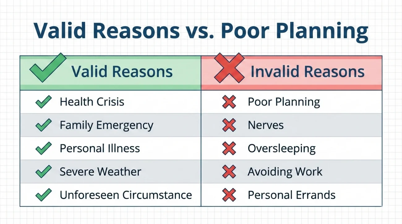 Valid Vs Invalid Short Notice Reasons