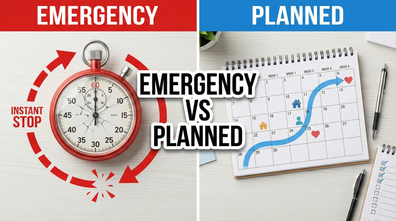 Departure Timeline - Emergency Vs Planned