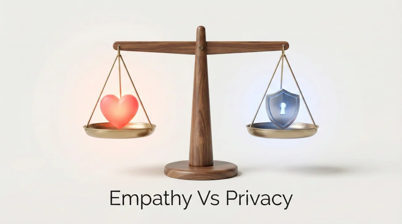 The Empathy Vs Privacy Balance - Scale Concept