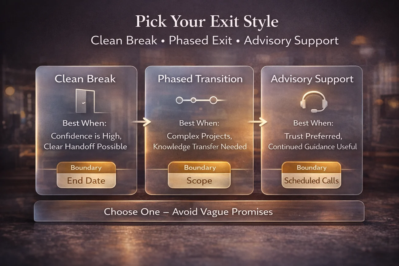 Pick Your Exit Style - Clean Break Phased Exit Advisory Support